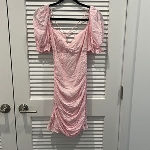 Pink mini dress with open adjustable back